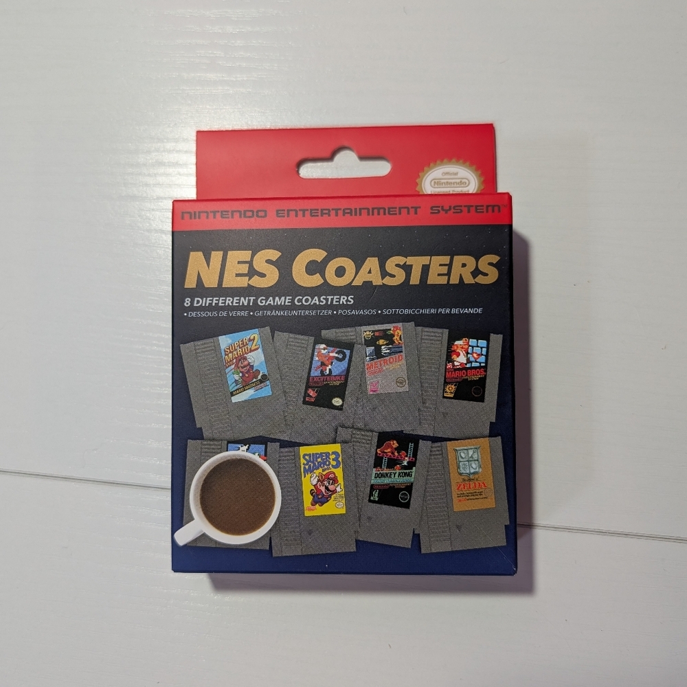 Brand New Sealed 8 Piece Nintendo NES Classic Video Game Cartridge Coasters